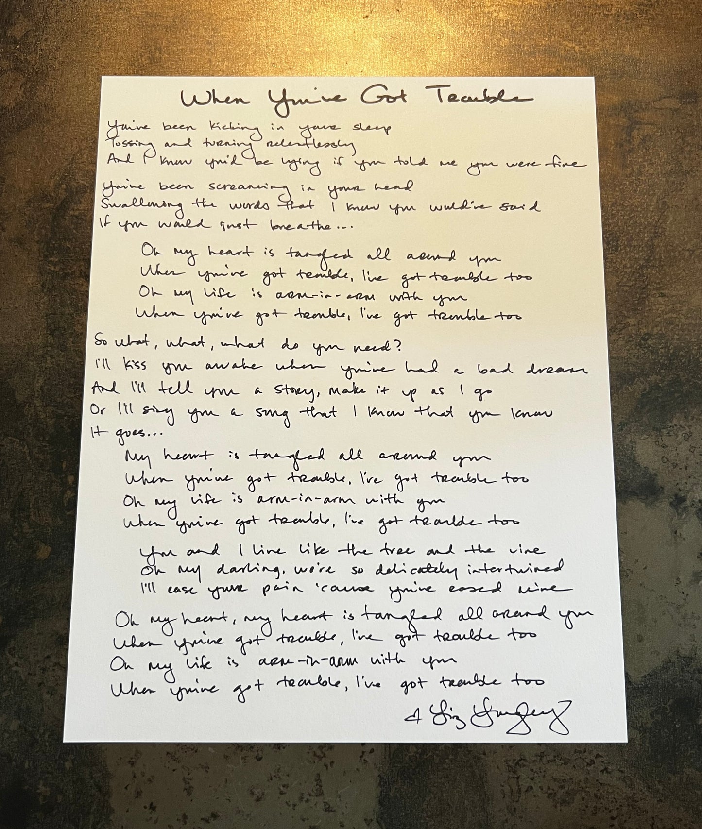 Handwritten Lyrics